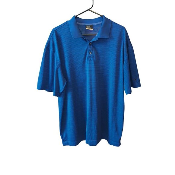 NIKE GOLF Polo Shirt Men XL Blue Striped Short Sleeve DRI-FIT Embroidered - Picture 1 of 12